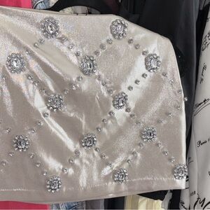 Express Silver Embellished Mini Skirt